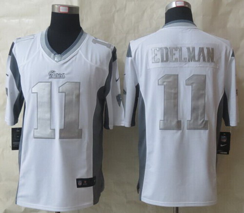 Nike New England Patriots #11 Julian Edelman Platinum White Limited Jersey