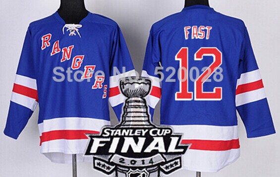 New York Rangers #12 Jesper Fast 2014 Stanley Cup Light Blue Jersey