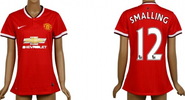 2014/15 Manchester United #12 Smalling Home Soccer AAA+ T-Shirt_Womens
