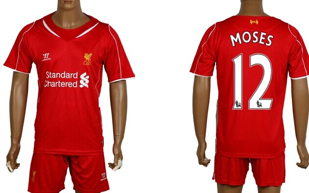 2014/15 Liverpool FC #12 Moses Home Soccer Shirt Kit