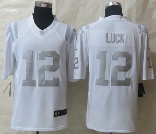 Nike Indianapolis Colts #12 Andrew Luck Platinum White Limited Jersey