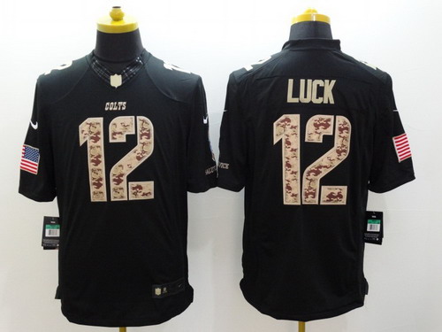 Nike Indianapolis Colts #12 Andrew Luck Salute to Service Black Limited Jersey