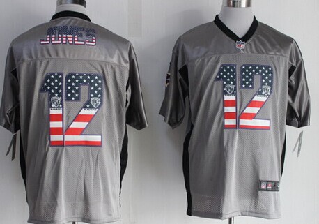Nike Baltimore Ravens #12 Jacoby Jones 2014 USA Flag Fashion Gray Elite Jersey