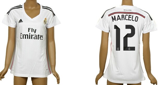 2014/15 Real Madrid #12 Marcelo Home Soccer AAA+ T-Shirt_Womens