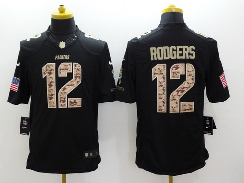 Nike Green Bay Packers #12 Aaron Rodgers Salute to Service Black Limited Jersey