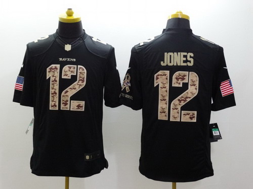 Nike Baltimore Ravens #12 Jacoby Jones Salute to Service Black Limited Jersey
