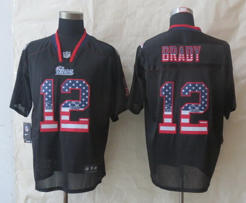 Nike New England Patriots #12 Tom Brady 2014 USA Flag Fashion Black Elite Jersey
