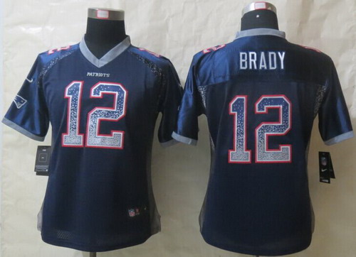Nike New England Patriots #12 Tom Brady 2013 Drift Fashion Blue Womens Jersey