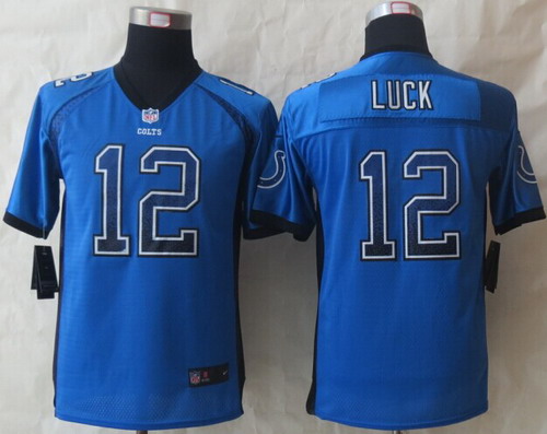 Nike Indianapolis Colts #12 Andrew Luck 2013 Drift Fashion Blue Kids Jersey