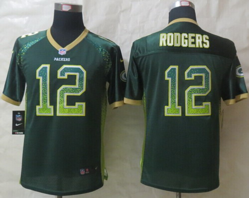 Nike Green Bay Packers #12 Aaron Rodgers 2013 Drift Fashion Green Kids Jersey