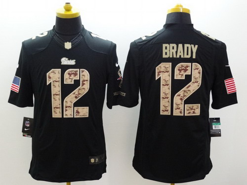 Nike New England Patriots #12 Tom Brady Salute to Service Black Limited Jersey