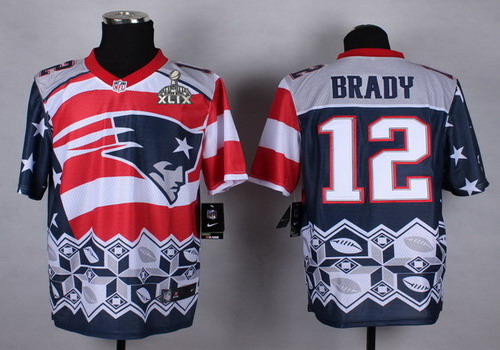 Nike New England Patriots #12 Tom Brady 2015 Super Bowl XLIX Noble Fashion Elite Jersey