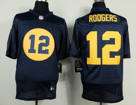 Nike Green Bay Packers #12 Aaron Rodgers Navy Blue Elite Jersey