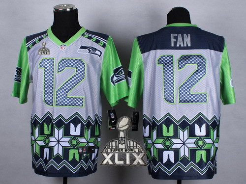Nike Seattle Seahawks #12 Fan 2015 Super Bowl XLIX Noble Fashion Elite Jersey