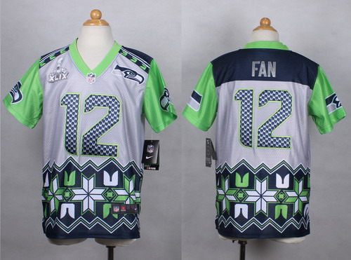 Nike Seattle Seahawks #12 Fan 2015 Super Bowl XLIX Super Bowl XLIX Noble Fashion Kids Jersey