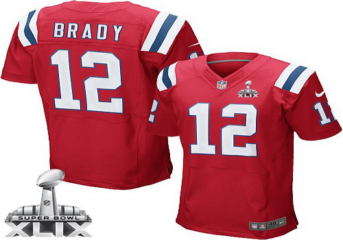 Nike New England Patriots #12 Tom Brady 2015 Super Bowl XLIX Red Elite Jersey