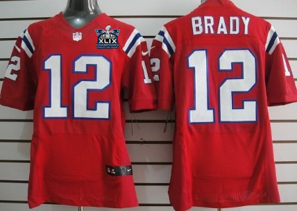 Nike New England Patriots #12 Tom Brady 2015 Super Bowl XLIX Championship Red Elite Jersey