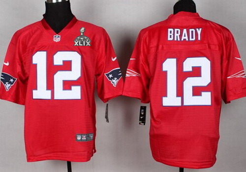Nike New England Patriots #12 Tom Brady 2015 Super Bowl XLIX 2014 QB Red Elite Jersey