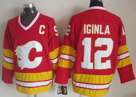 Calgary Flames #12 Jarome Iginla Red Third Throwback CCM Jersey