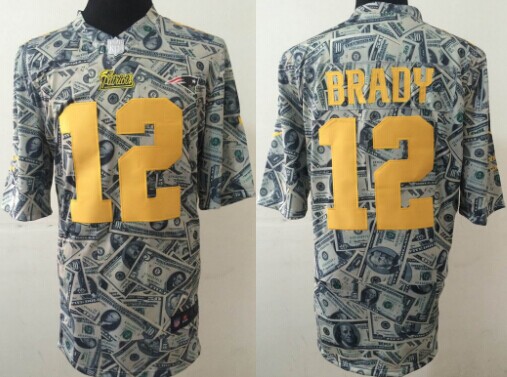 Nike New England Patriots #12 Tom Brady Dollars Fashion Elite Jersey