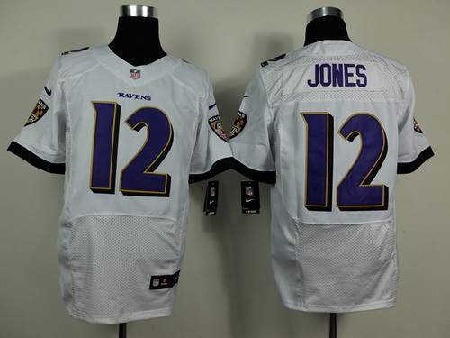 Nike Baltimore Ravens #12 Jacoby Jones 2013 White Elite Jersey