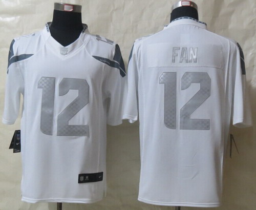 Nike Seattle Seahawks #12 Fan Platinum White Limited Jersey