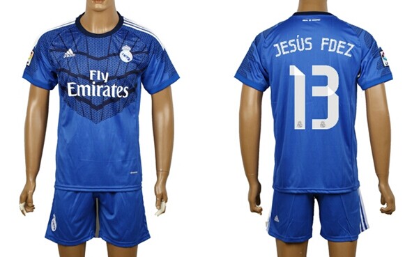 2014/15 Real Madrid #13 Jesus Fdez Goalkeeper Blue Soccer Shirt Kit