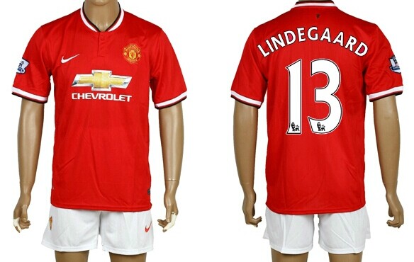 2014/15 Manchester United #13 Lindegaard Home Soccer Shirt Kit