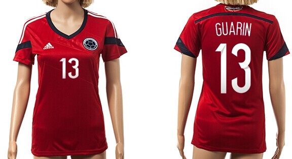 2014 World Cup Columbia #13 Guarin Away Soccer AAA+ T-Shirt_Womens