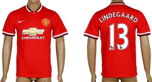 2014/15 Manchester United #13 Lindegaard Home Soccer AAA+ T-Shirt