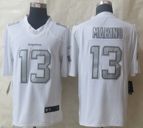 Nike Miami Dolphins #13 Dan Marino Platinum White Limited Jersey