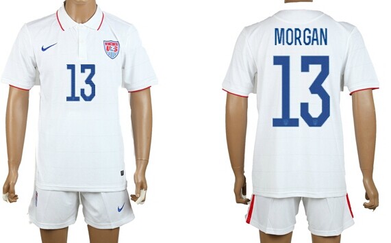 2014 World Cup USA #13 Morgan Home Soccer Shirt Kit