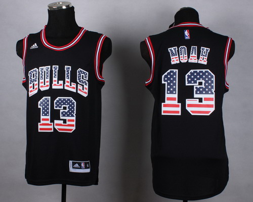 Chicago Bulls #13 Joakim NoahRevolution 30 Swingman 2014 USA Flag Fashion Black Jersey