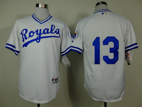 Kansas City Royals #13 Salvador Perez 1974 White Jersey