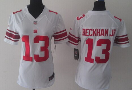 Nike New York Giants #13 Odell Beckham Jr White Limited Womens Jersey