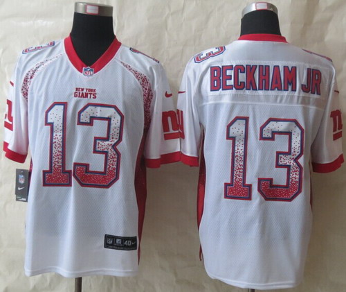 Nike New York Giants #13 Odell Beckham Jr 2013 Drift Fashion White Elite Jersey