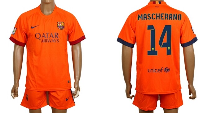 2014/15 FC Bacelona #14 Mascherano Away Soccer Shirt Kit