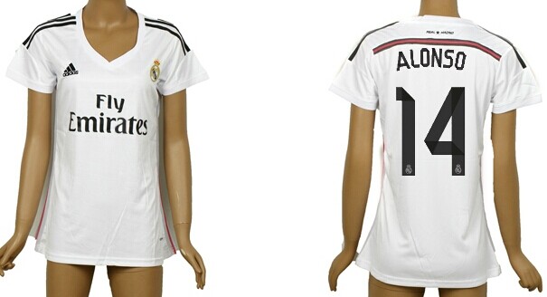 2014/15 Real Madrid #14 Alonso Home Soccer AAA+ T-Shirt_Womens