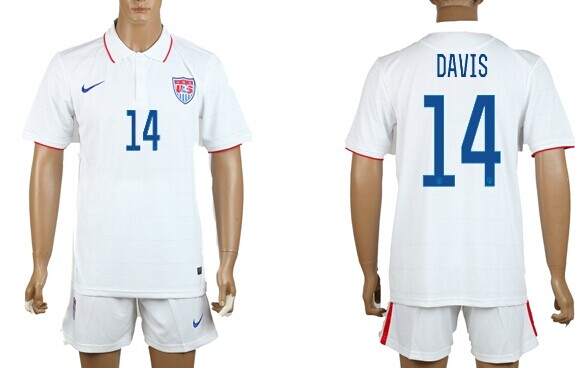 2014 World Cup USA #14 Davis Home Soccer Shirt Kit