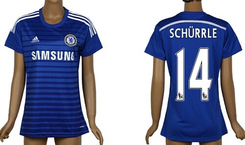 2014/15 Chelsea FC #14 Schurrle Home Soccer AAA+ T-Shirt_Womens