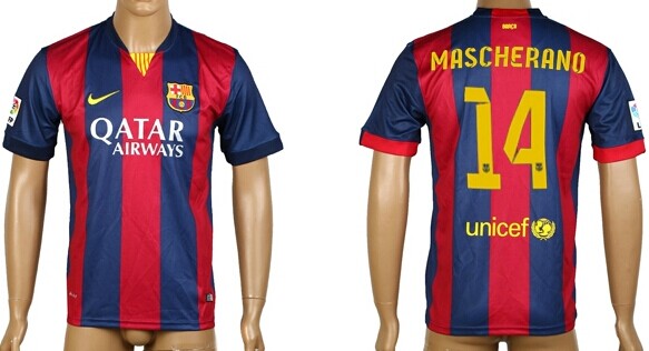 2014/15 FC Bacelona #14 Mascherano Home Soccer AAA+ T-Shirt