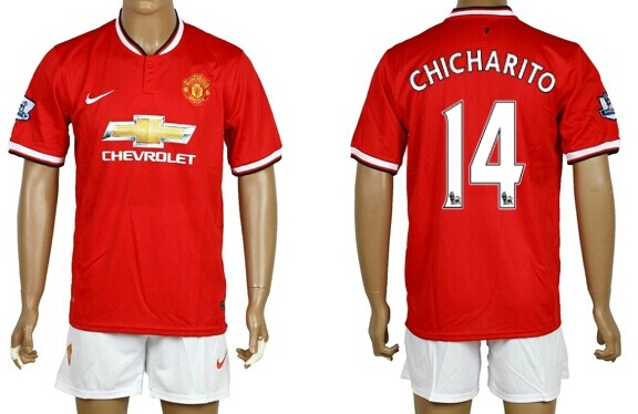 2014/15 Manchester United #14 Chicharito Home Soccer Shirt Kit