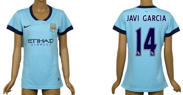 2014/15 Manchester City #14 Javi Garcia Home Soccer AAA+ T-Shirt_Womens