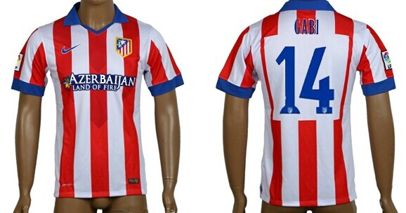 2014/15 Atletico Madrid #14 Gabi Home Soccer AAA+ T-Shirt