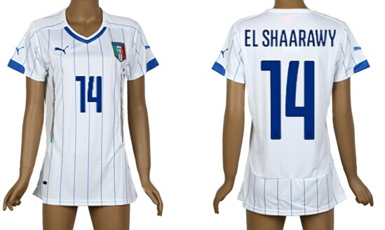 2014 World Cup Italy #14 El Shaarawy Away Soccer AAA+ T-Shirt_Womens