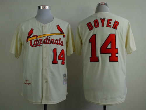 St. Louis Cardinals #14 Ken Boyer 1964 Cream Throwback Jersey