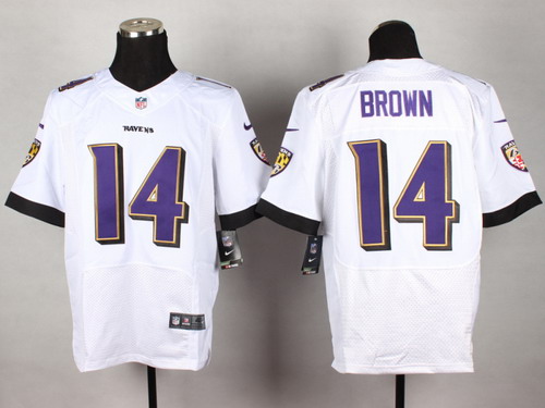 Nike Baltimore Ravens #14 Marlon Brown 2013 White Elite Jersey