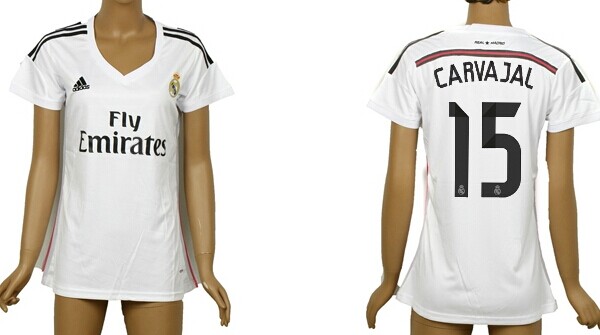2014/15 Real Madrid #15 Carvajal Home Soccer AAA+ T-Shirt_Womens