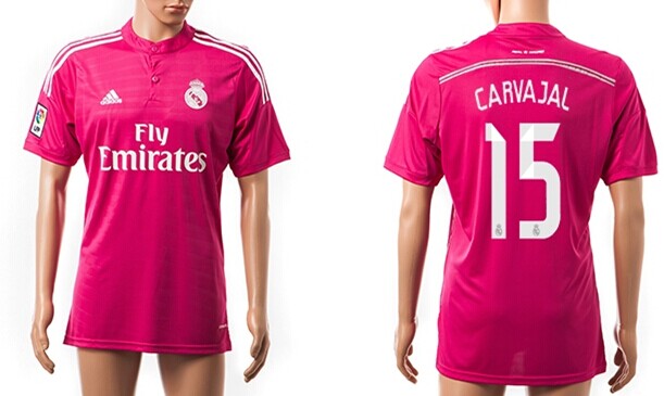 2014/15 Real Madrid #15 Carvajal Away Pink Soccer AAA+ T-Shirt