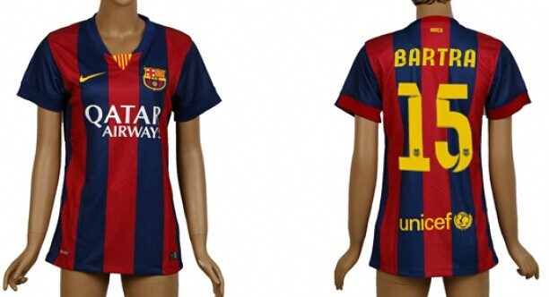 2014/15 FC Bacelona #15 Bartra Home Soccer AAA+ T-Shirt_Womens
